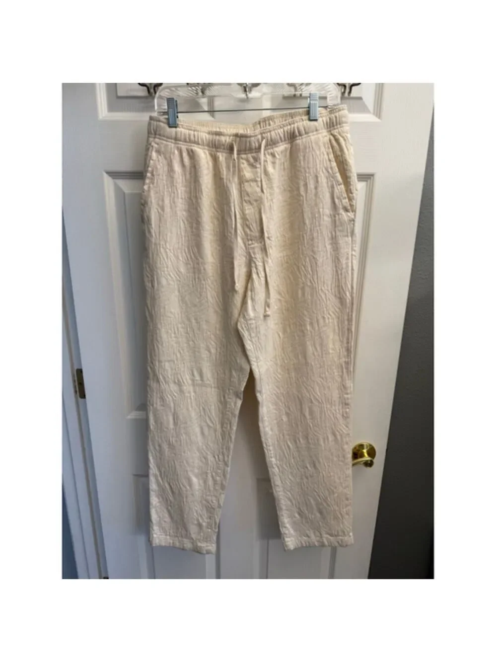 Zara textured pants in ecru linen blend size M